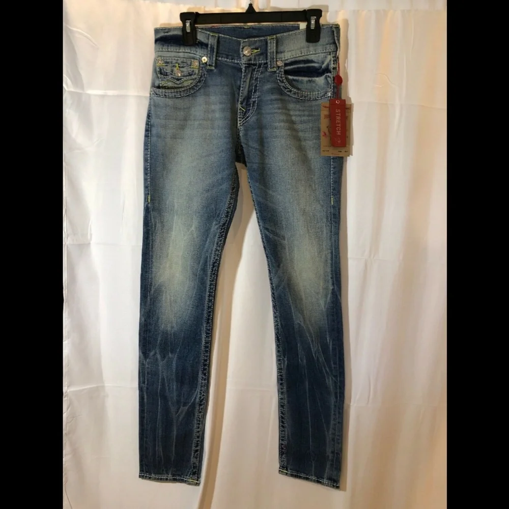 NEW True‎ Religion Skinny Flap Nat Big T Yellow Jeans [ SZ 29 ]